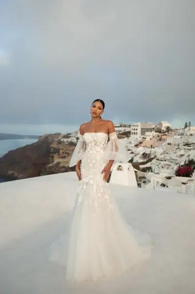 Missing image for Sample Wedding dress with overskirt SN-032- size 10 in stock